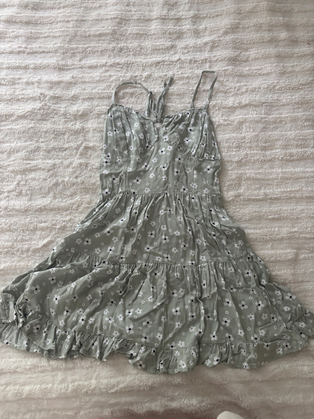 Hollister Sage Green Floral Smocked Sundress